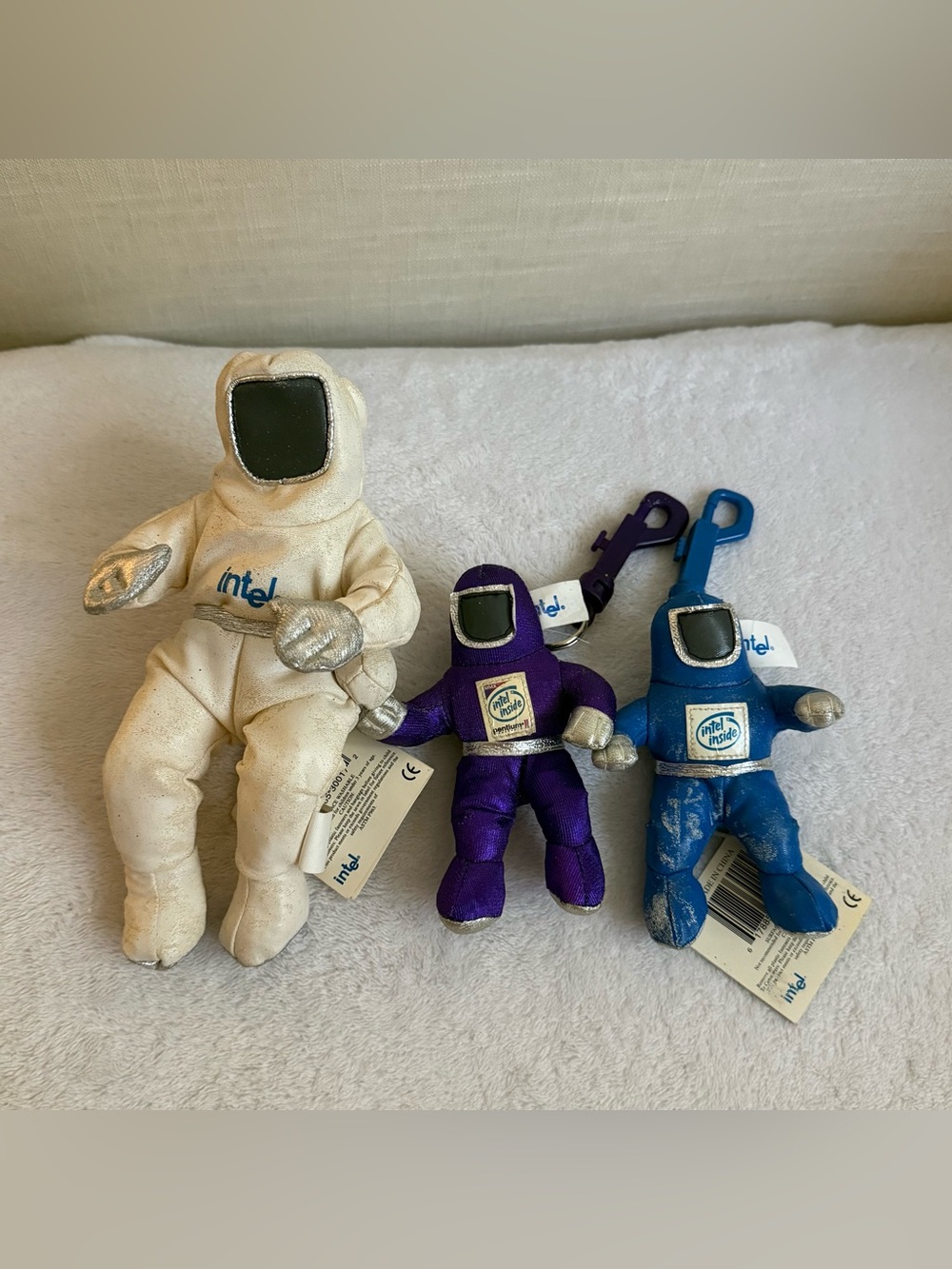 Vintage Intel Inside Astronaut Plush Keychain Lot Pentium II Promo Mascot 90s
